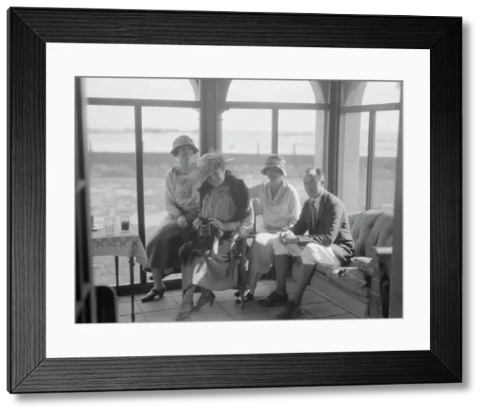 Framed Print : Slater, Mrs. and friends in a house in Long Beach, 1924 July. Creator: Arnold Genthe
