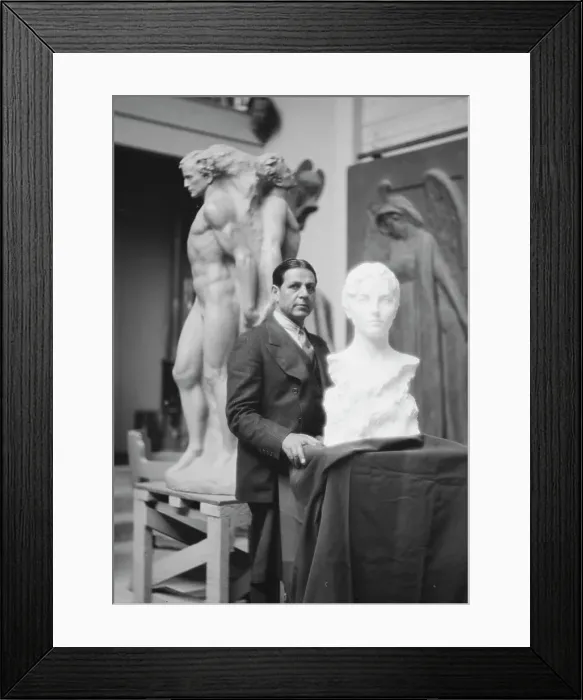 Framed Print : Patigian, Haig, Mr. with his sculptures, portrait photograph, 1927 Creator: Arnold Genthe Framed Print : Patigian, Haig, Mr. with his sculptures, portrait photograph, 1927 Creator: Arnold Genthe