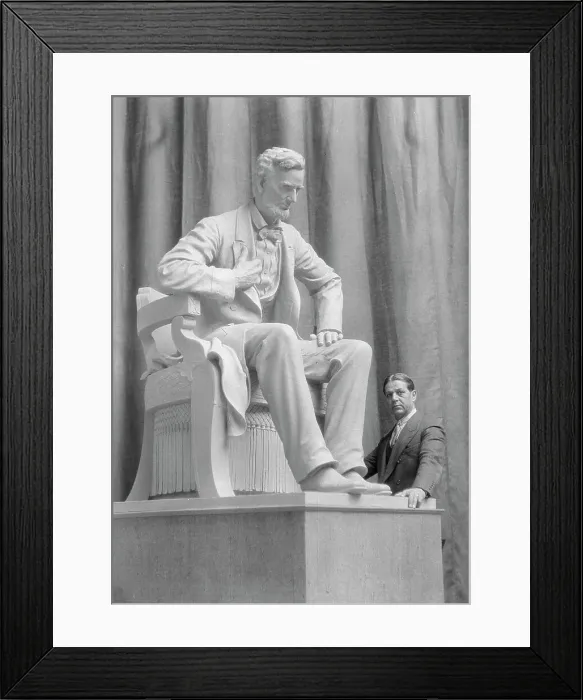 Framed Print : Patigian, Haig, Mr. with his Abraham Lincoln sculpture, portrait photograph, 1927 Creator: Arnold Genthe Framed Print : Patigian, Haig, Mr. with his Abraham Lincoln sculpture, portrait photograph, 1927 Creator: Arnold Genthe