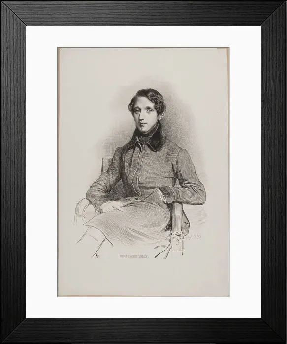 Framed Print : Portrait of the composer Edouard Wolff (1816-1880), 1836. Creator: Devéria, Achille (1800-1857) Framed Print : Portrait of the composer Edouard Wolff (1816-1880), 1836. Creator: Devéria, Achille (1800-1857)