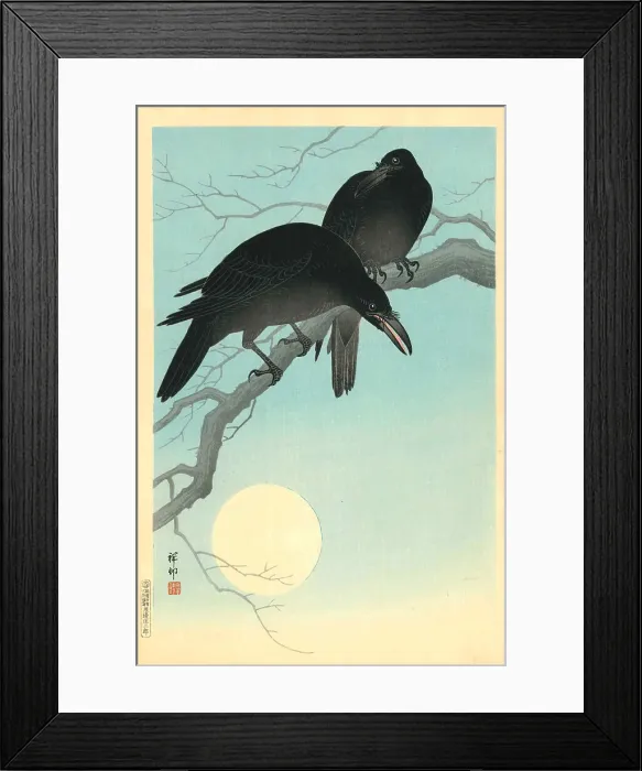 Framed Print : Crows in the moonlight, 1927. Creator: Ohara, Koson (1877-1945) Framed Print : Crows in the moonlight, 1927. Creator: Ohara, Koson (1877-1945)