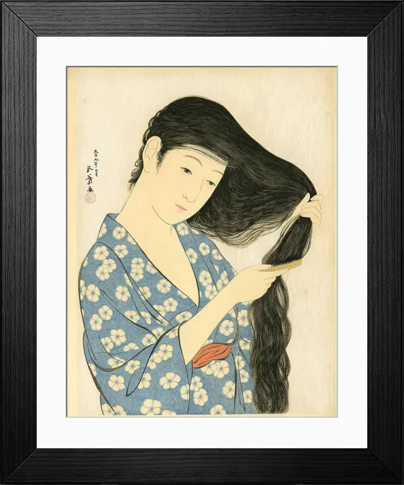 Framed Print : Woman Combing Her Hair, 1920. Creator: Hashiguchi, Goyo (1881-1921) Framed Print : Woman Combing Her Hair, 1920. Creator: Hashiguchi, Goyo (1881-1921)