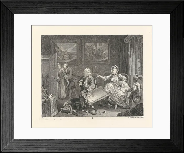 Framed Print : A Harlot's Progress. Plate 2: Moll is now a kept woman, the mistress of a wealthy merchant, 1732. Creator: Hogarth, William (1697-1764) Framed Print : A Harlot's Progress. Plate 2: Moll is now a kept woman, the mistress of a wealthy merchant, 1732. Creator: Hogarth, William (1697-1764)