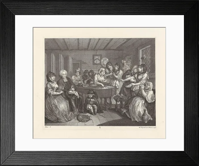 Framed Print : A Harlot's Progress. Plate 6: Moll's wake, 1732. Creator: Hogarth, William (1697-1764)