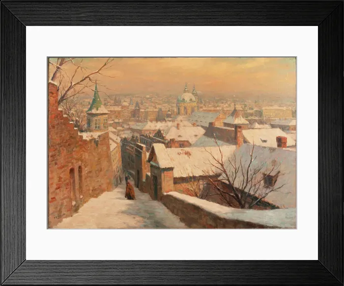 Framed Print : Winter in Prague, 1941. Creator: Simon, Tavik Frantisek (1877-1942)