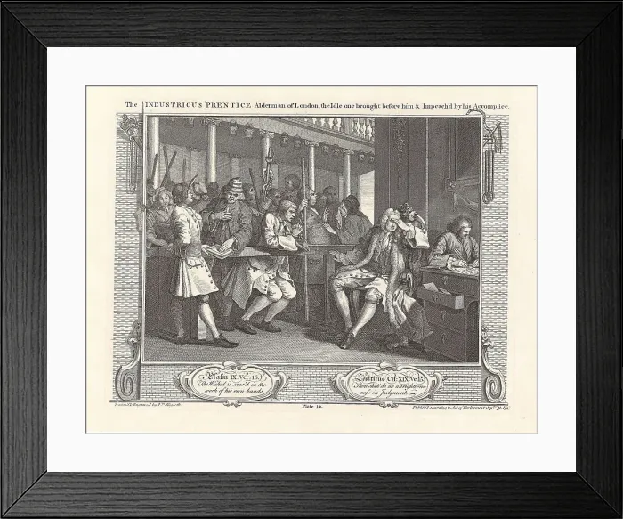 Framed Print : Series Industry and Idleness, Plate 10: The Industrious Prentice Alderman of London... 1747. Creator: Hogarth, William (1697-1764). Series Industry and Idleness, Plate 10: The Industrious Prentice Alderman of London... 1747 Framed Print : Series Industry and Idleness, Plate 10: The Industrious Prentice Alderman of London... 1747. Creator: Hogarth, William (1697-1764). Series Industry and Idleness, Plate 10: The Industrious Prentice Alderman of London... 1747