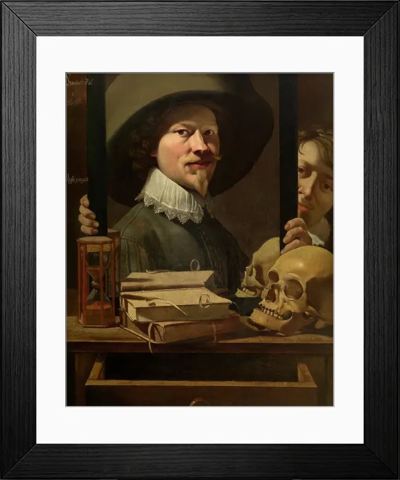Framed Print : Vanitas Self-Portrait, 1679-1681. Creator: Steenwinckel, Antonie van (active 1671-1688) Framed Print : Vanitas Self-Portrait, 1679-1681. Creator: Steenwinckel, Antonie van (active 1671-1688)