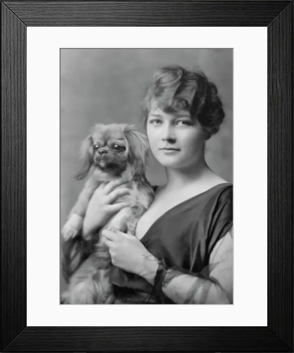 Framed Print : Barry, Constance, Miss, with dog, portrait photograph, 1914 Dec. 17. Creator: Arnold Genthe Framed Print : Barry, Constance, Miss, with dog, portrait photograph, 1914 Dec. 17. Creator: Arnold Genthe