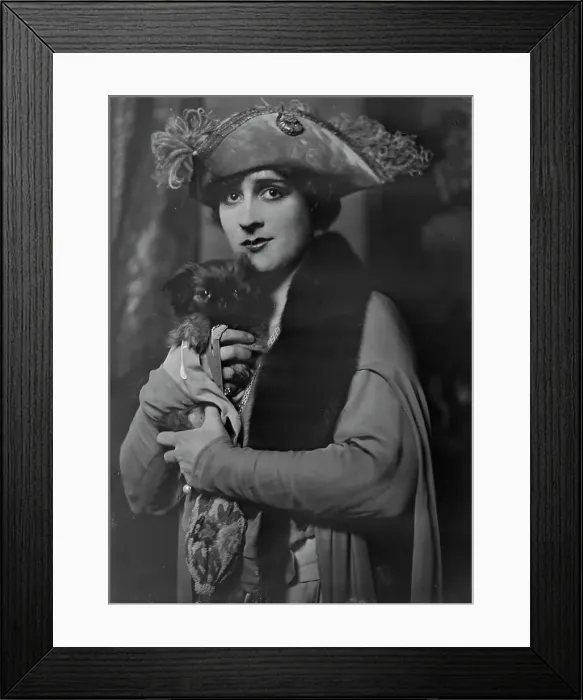 Framed Print : Cowl, Jane, Miss, with dog, portrait photograph, 1918 Oct. 14. Creator: Arnold Genthe Framed Print : Cowl, Jane, Miss, with dog, portrait photograph, 1918 Oct. 14. Creator: Arnold Genthe
