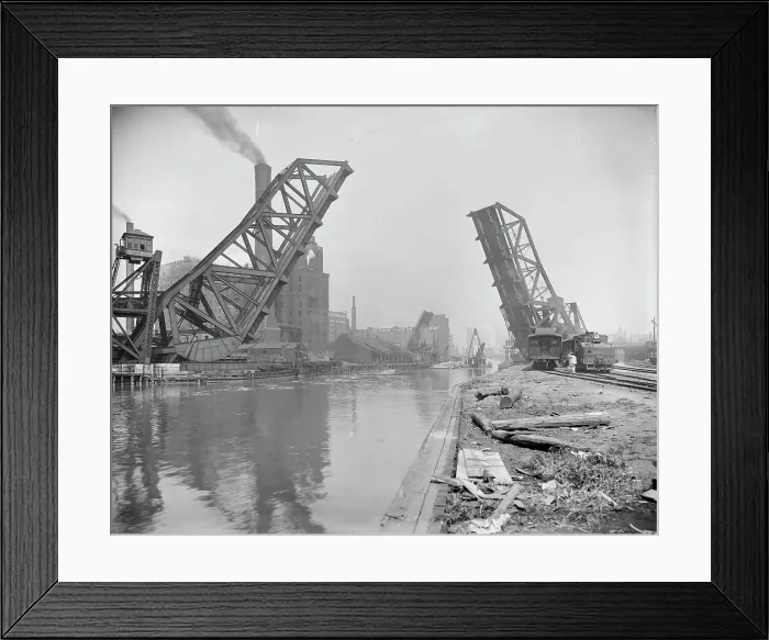 Framed Print : Twelfth St. Vascule (i.e. Bascule) Bridge, Chicago, between 1900 and 1906. Creator: Unknown Framed Print : Twelfth St. Vascule (i.e. Bascule) Bridge, Chicago, between 1900 and 1906. Creator: Unknown