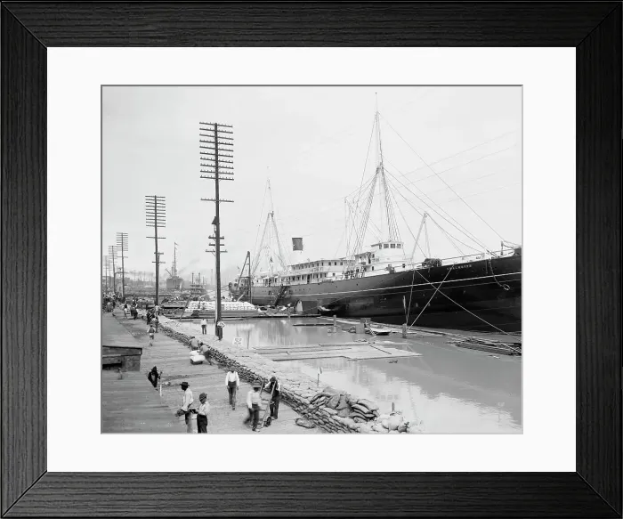 Framed Print : High Water at New Orleans, La. Levee, March 23, 1903, c1903. Creator: Unknown Framed Print : High Water at New Orleans, La. Levee, March 23, 1903, c1903. Creator: Unknown