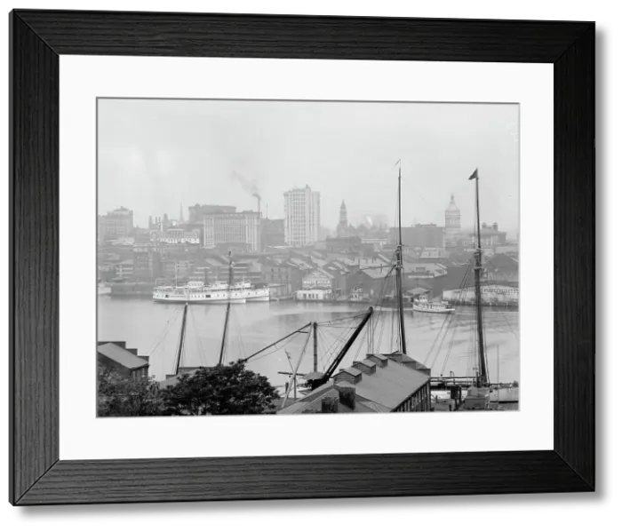 Framed Print : Baltimore, Md. from Federal Hall (i.e. Hill), between 1900 and 1906. Creator: Unknown Framed Print : Baltimore, Md. from Federal Hall (i.e. Hill), between 1900 and 1906. Creator: Unknown
