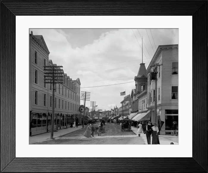 Framed Print : Main Street (and Chippewa Hotel), Mackinac Island, Mich. between 1902 and 1920. Creator: Unknown Framed Print : Main Street (and Chippewa Hotel), Mackinac Island, Mich. between 1902 and 1920. Creator: Unknown