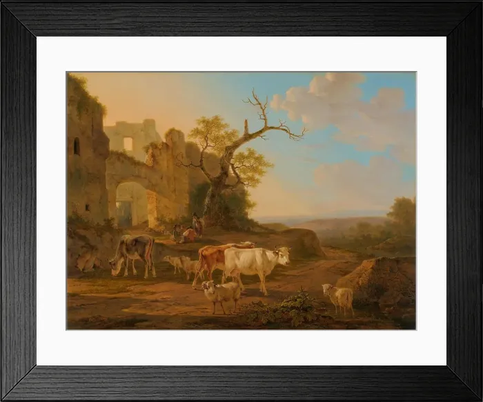 Framed Print : Landscape with Cows near a Ruin, 1800-1815. Creator: Jacob van Strij Framed Print : Landscape with Cows near a Ruin, 1800-1815. Creator: Jacob van Strij