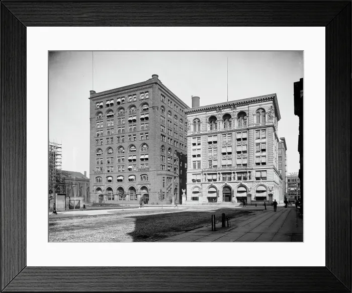 Framed Print : Chamber of Commerce & Society for Savings blgs. ca 1900. Creator: Unknown. Chamber of Commerce & Society for Savings blgs. ca 1900. Creator: Unknown