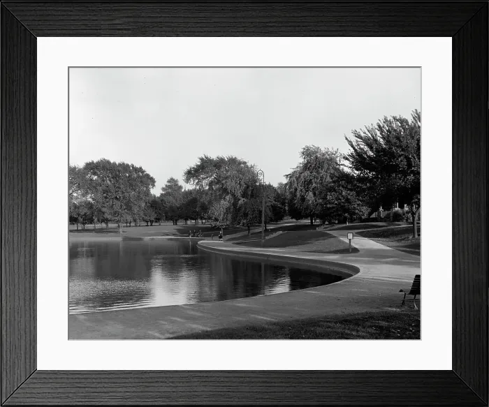 Framed Print : Pond, South Park, Fall River, Mass. between 1900 and 1920. Creator: Unknown Framed Print : Pond, South Park, Fall River, Mass. between 1900 and 1920. Creator: Unknown