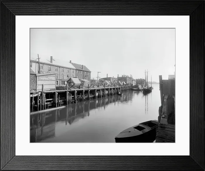 Framed Print : Portland, Me. drying fishermen's nets, between 1900 and 1920. Creator: Unknown Framed Print : Portland, Me. drying fishermen's nets, between 1900 and 1920. Creator: Unknown