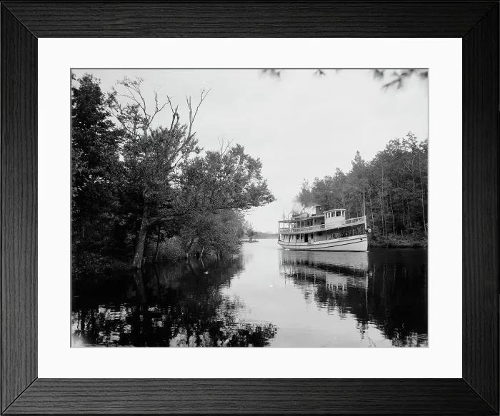 Framed Print : Str. Clearwater entering Third Lake, Fulton Chain, Adirondack Mountains, c1903. Creator: Unknown Framed Print : Str. Clearwater entering Third Lake, Fulton Chain, Adirondack Mountains, c1903. Creator: Unknown