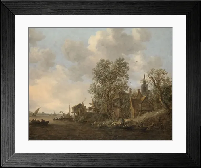 Framed Print : View of a Town on a River, 1645. Creator: Jan van Goyen Framed Print : View of a Town on a River, 1645. Creator: Jan van Goyen