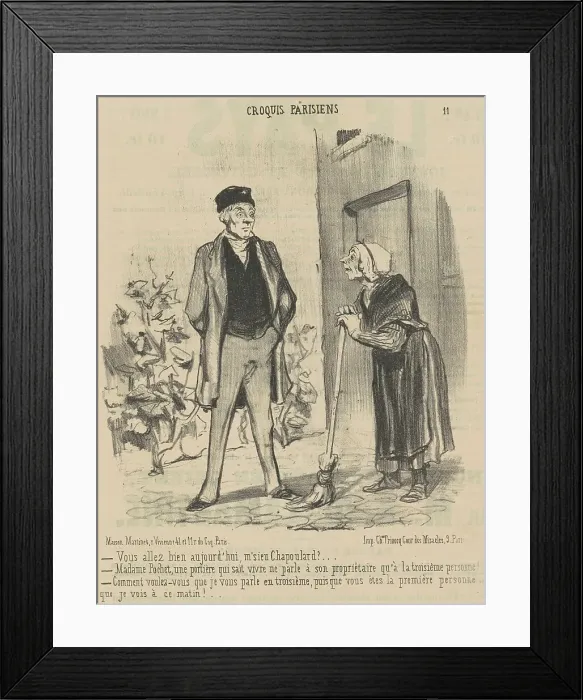Framed Print : Vous allez bien aujourd'hui, M'sieu Chapoulard?... 19th century. Creator: Honore Daumier Framed Print : Vous allez bien aujourd'hui, M'sieu Chapoulard?... 19th century. Creator: Honore Daumier
