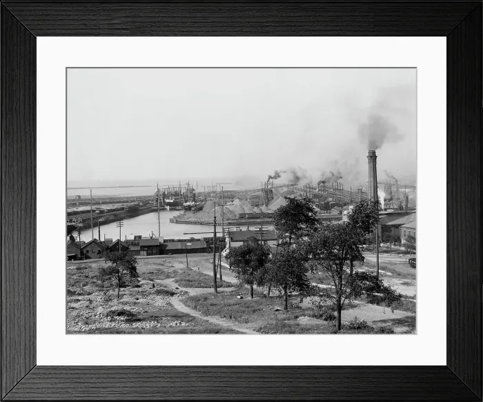 Framed Print : Ore dock and harbor, Cleveland, Ohio, c1901. Creator: Unknown Framed Print : Ore dock and harbor, Cleveland, Ohio, c1901. Creator: Unknown