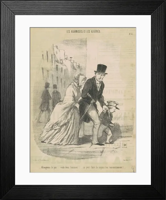 Framed Print : Allongeons le pas... voila ceux hommes... 19th century. Creator: Honore Daumier
