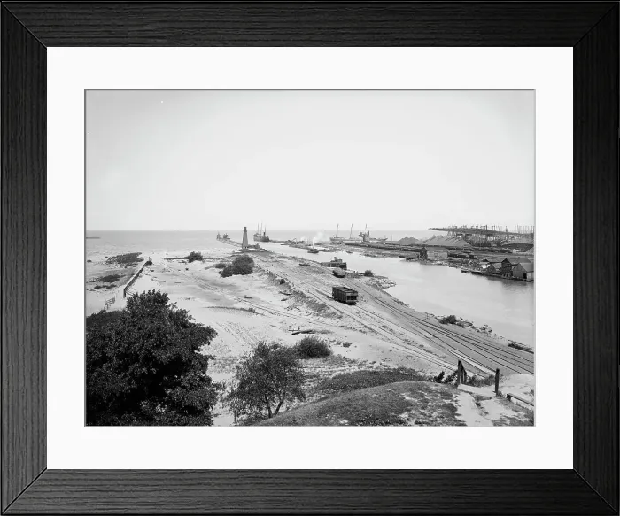 Framed Print : Harbor entrance, Ashtabula, Ohio, c1900. Creator: Unknown Framed Print : Harbor entrance, Ashtabula, Ohio, c1900. Creator: Unknown