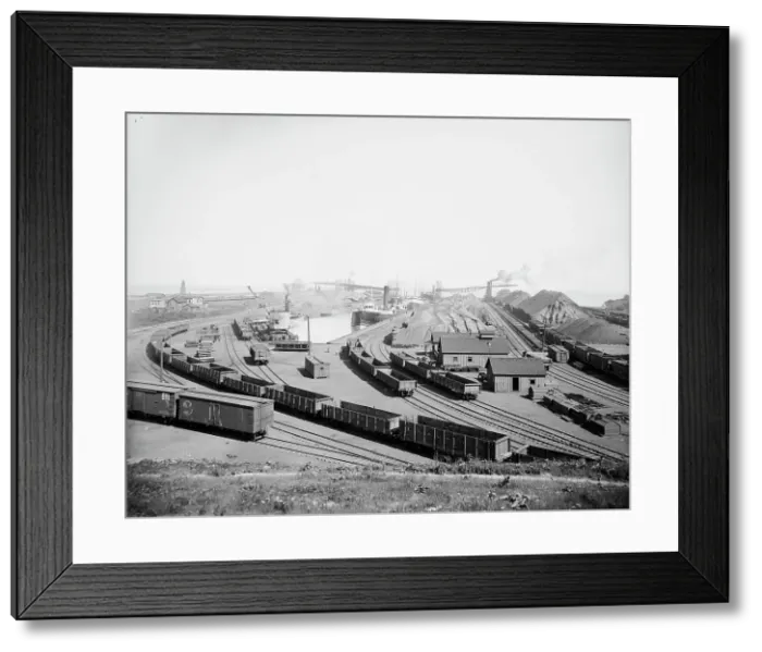 Framed Print : L.S. & M.S. [Lake Shore & Michigan Southern] Ry. ore docks, Ashtabula, Ohio, ca 1900. Creator: Unknown. L.S. & M.S. [Lake Shore & Michigan Southern] Ry. ore docks, Ashtabula, Ohio, ca 1900. Creator: Unknown