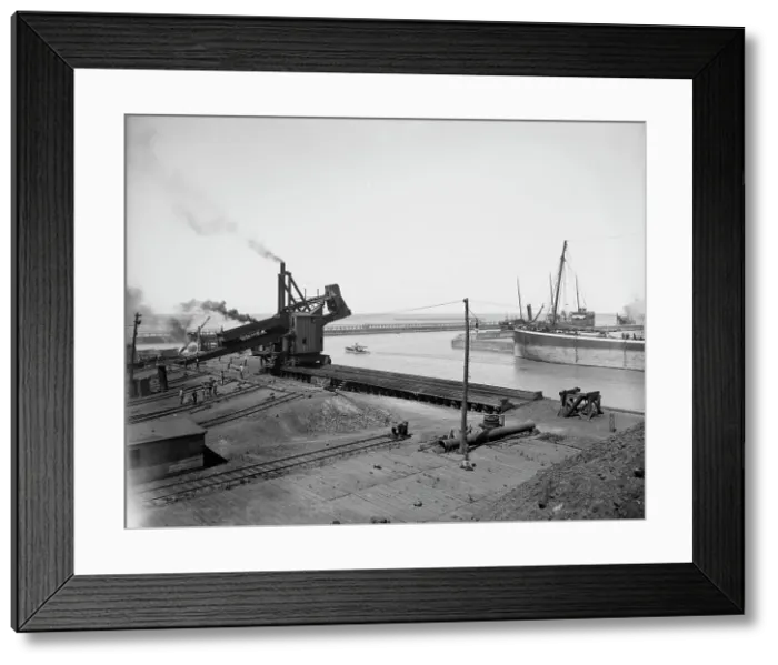 Framed Print : Coal dumping machine, Ashtabula, Ohio, ca 1900. Creator: Unknown Framed Print : Coal dumping machine, Ashtabula, Ohio, ca 1900. Creator: Unknown