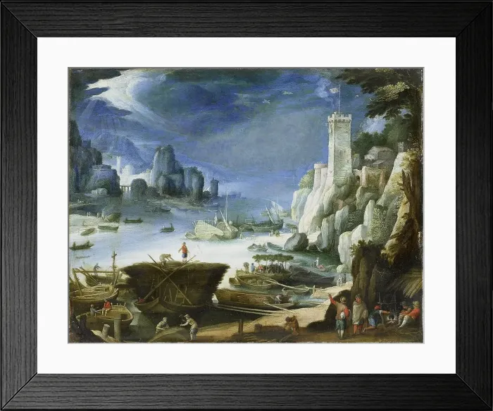 Framed Print : River view wit Large Rock, 1601. Creator: Unknown Framed Print : River view wit Large Rock, 1601. Creator: Unknown