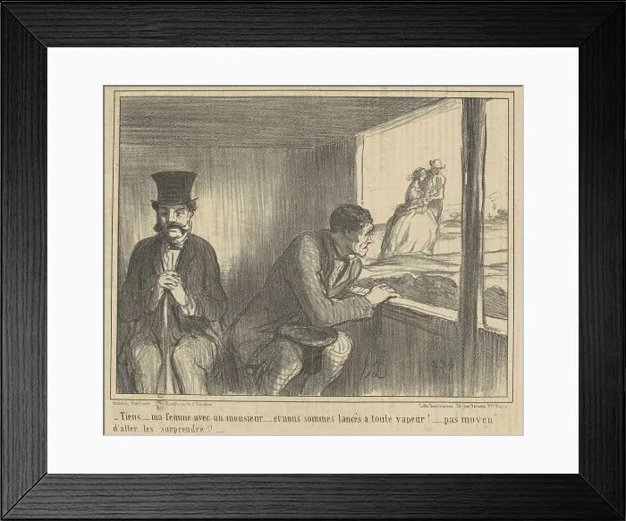 Framed Print : Tiens... ma femme avec un monsieur... 19th century. Creator: Honore Daumier Framed Print : Tiens... ma femme avec un monsieur... 19th century. Creator: Honore Daumier