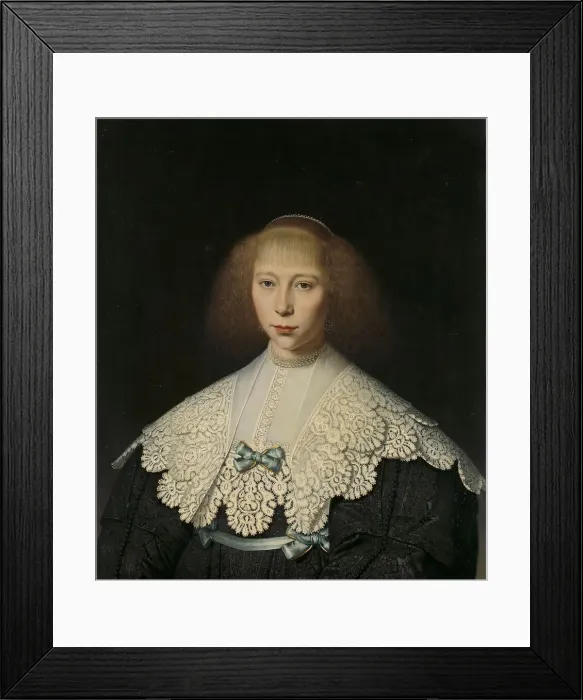 Framed Print : Agatha Geelvinck (1617-38). First wife of Frederik Dircksz Alewijn, 1637-1640. Creator: Dirck Dircksz. Santvoort Framed Print : Agatha Geelvinck (1617-38). First wife of Frederik Dircksz Alewijn, 1637-1640. Creator: Dirck Dircksz. Santvoort