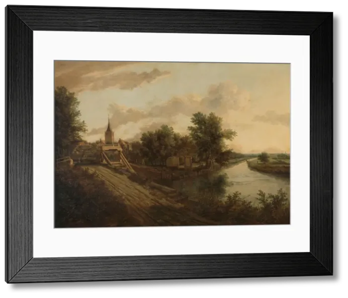 Framed Print : Landscape with rolling bridge, c.1660. Creator: Unknown Framed Print : Landscape with rolling bridge, c.1660. Creator: Unknown