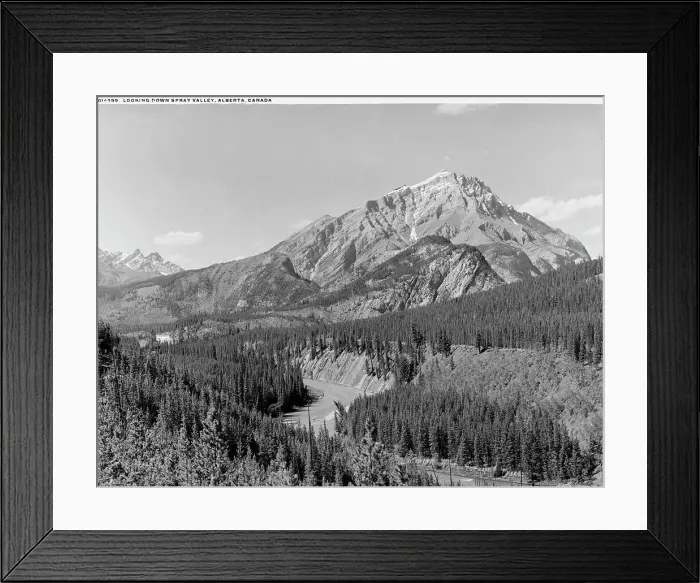 Framed Print : Looking down Spray Valley, Alberta, Canada, between 1900 and 1906. Creator: Unknown Framed Print : Looking down Spray Valley, Alberta, Canada, between 1900 and 1906. Creator: Unknown