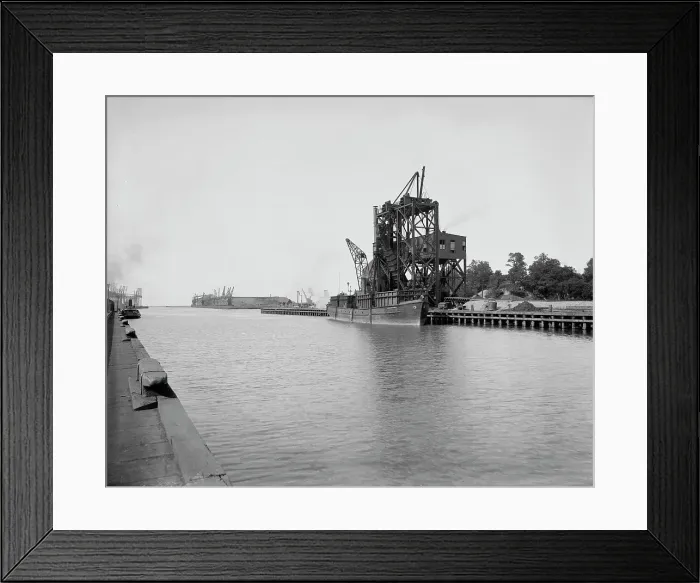 Framed Print : Coal dumping plant, Conneaut, Ohio, ca 1900. Creator: Unknown Framed Print : Coal dumping plant, Conneaut, Ohio, ca 1900. Creator: Unknown