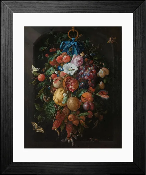 Framed Print : Festoon of Fruit and Flowers, 1660-1670. Creator: Jan Davidsz de Heem Framed Print : Festoon of Fruit and Flowers, 1660-1670. Creator: Jan Davidsz de Heem
