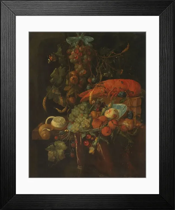 Framed Print : Still Life with Fruit and a Lobster, 1640-1700. Creator: Unknown Framed Print : Still Life with Fruit and a Lobster, 1640-1700. Creator: Unknown
