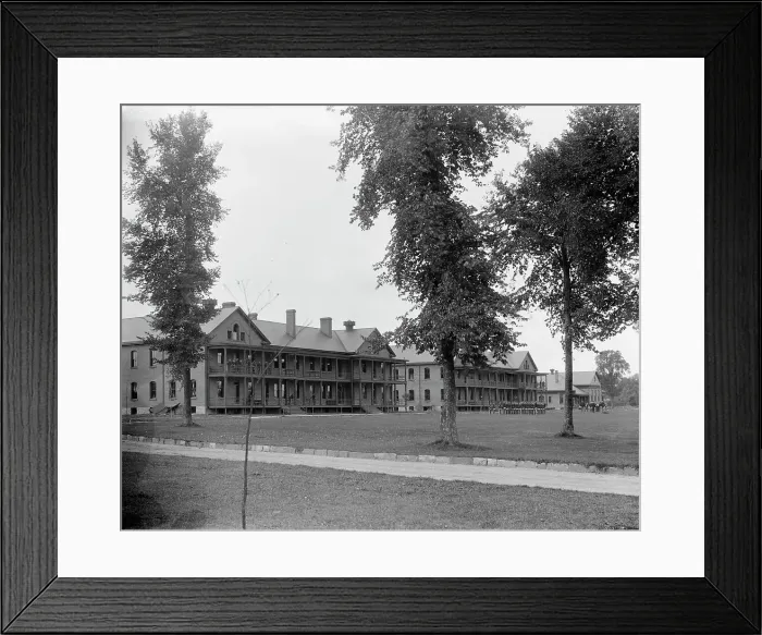 Framed Print : The Barracks, Fort Brady, Sault Ste. Marie, Mich. between 1900 and 1910. Creator: Unknown Framed Print : The Barracks, Fort Brady, Sault Ste. Marie, Mich. between 1900 and 1910. Creator: Unknown
