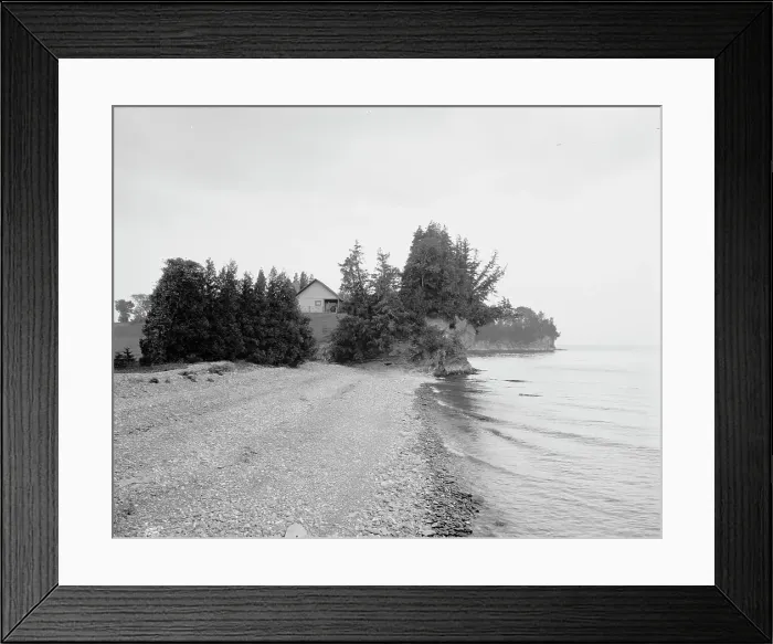 Framed Print : Lake shore at Melburne (i.e. Shelburne) Farms, Vt. between 1900 and 1906. Creator: Unknown Framed Print : Lake shore at Melburne (i.e. Shelburne) Farms, Vt. between 1900 and 1906. Creator: Unknown