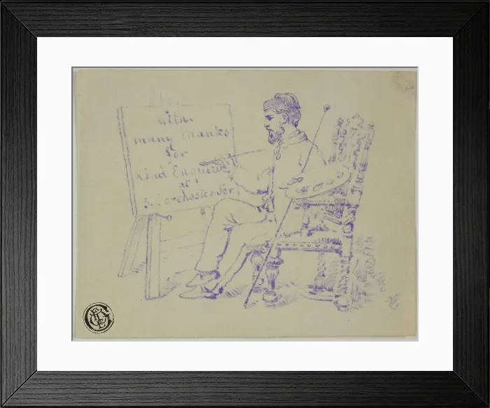 Framed Print : Artist Seated at Easel, n.d. Creator: Nicholas Chevalier Framed Print : Artist Seated at Easel, n.d. Creator: Nicholas Chevalier