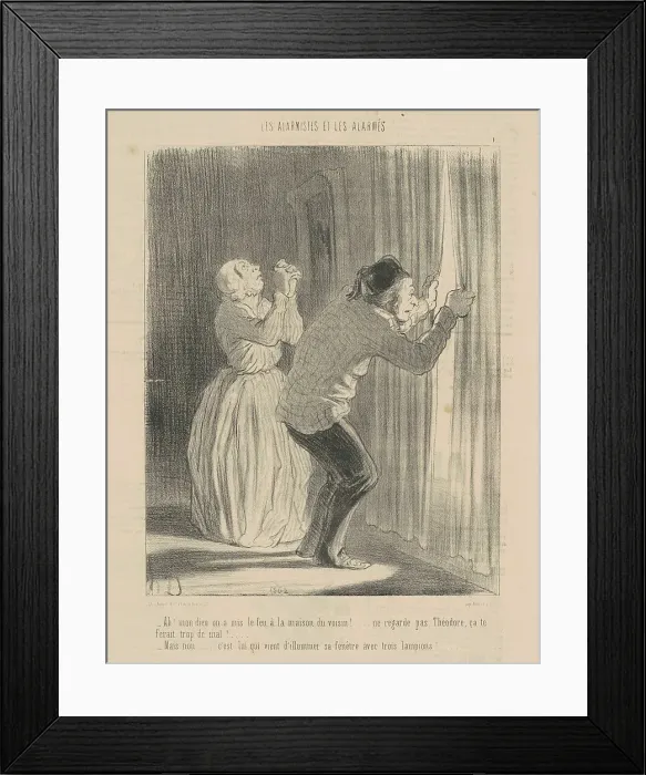 Framed Print : Ah! Mon dieu on a mis le feu a la maison du voisin... 19th century. Creator: Honore Daumier Framed Print : Ah! Mon dieu on a mis le feu a la maison du voisin... 19th century. Creator: Honore Daumier