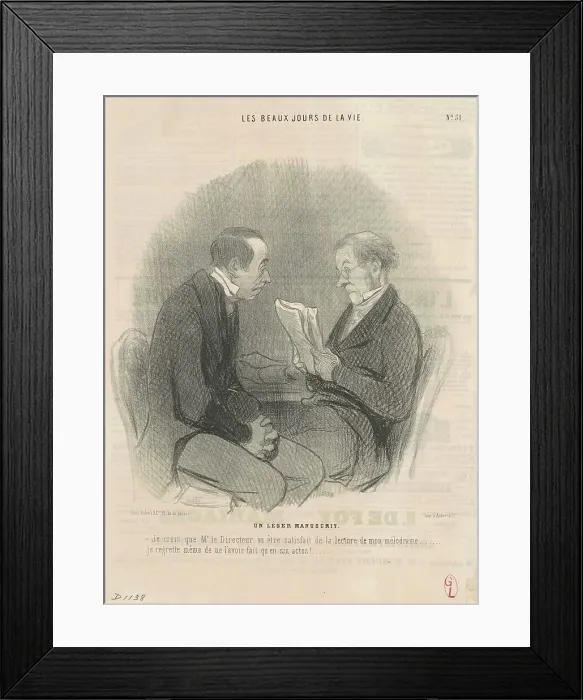 Framed Print : Un léger manuscrit, 19th century. Creator: Honore Daumier Framed Print : Un léger manuscrit, 19th century. Creator: Honore Daumier
