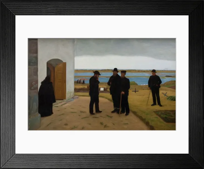 Framed Print : People outside a church, Harboore, Jutland, 1906. Creator: Niels Bjerre Framed Print : People outside a church, Harboore, Jutland, 1906. Creator: Niels Bjerre