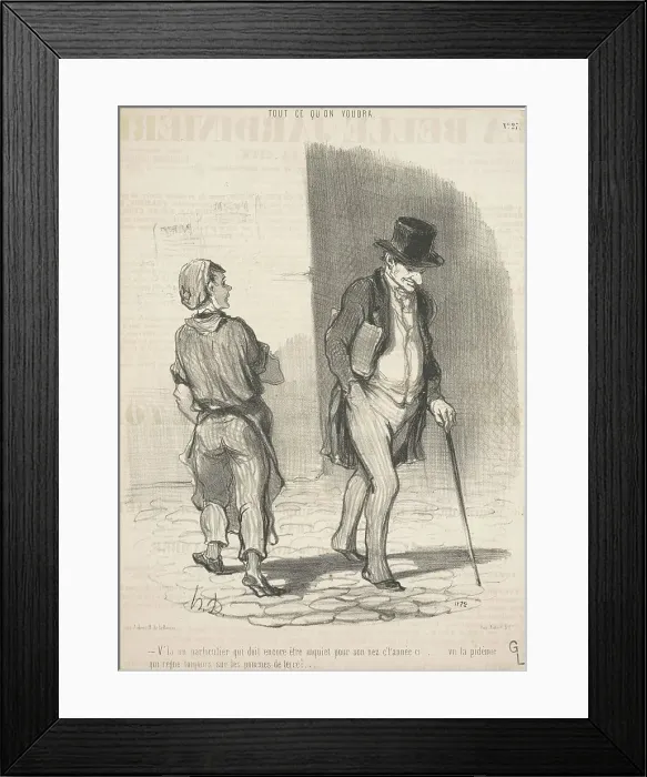 Framed Print : V'la un particulier qui doit...être inquiet... 19th century. Creator: Honore Daumier Framed Print : V'la un particulier qui doit...être inquiet... 19th century. Creator: Honore Daumier