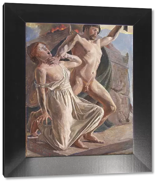 Prometheus steals fire, 1906-1917. Creator: Poul S. Christiansen