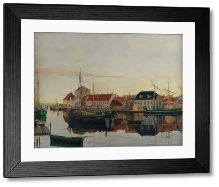 Framed Print : The harbour at Randers, 1906. Creator: Johan Rohde Framed Print : The harbour at Randers, 1906. Creator: Johan Rohde