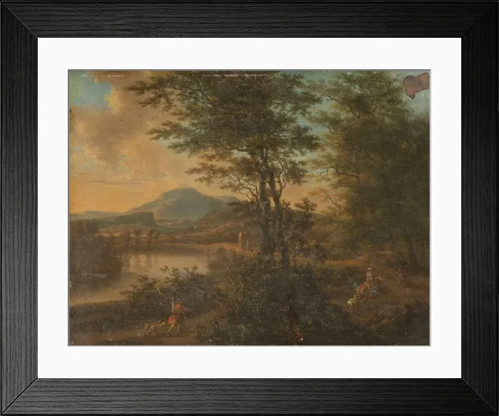Framed Print : Italian Landscape at Sunset, 1660-1692. Creator: Willem de Heusch Framed Print : Italian Landscape at Sunset, 1660-1692. Creator: Willem de Heusch