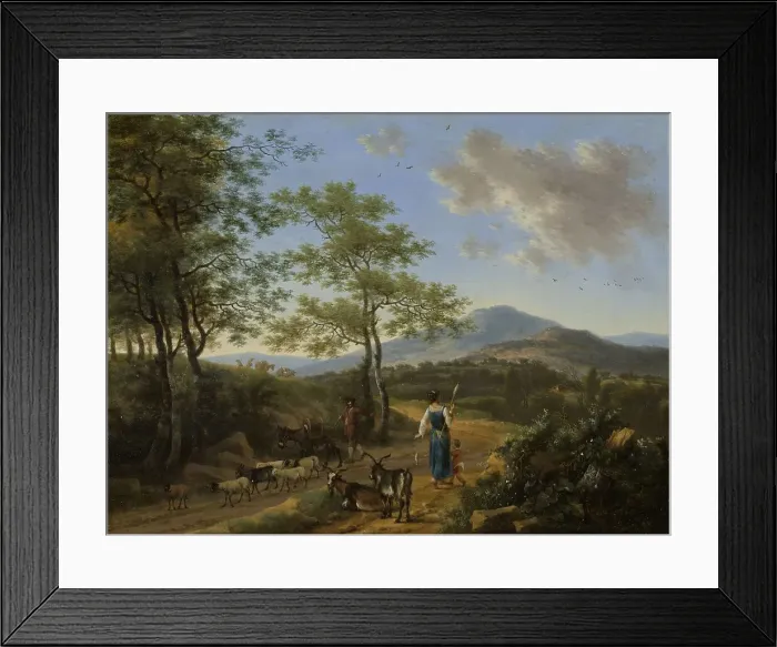 Framed Print : Italian Landscape with Herdsmen, 1650-1692. Creator: Willem de Heusch Framed Print : Italian Landscape with Herdsmen, 1650-1692. Creator: Willem de Heusch