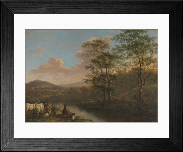 Framed Print : Italian Landscape with Resting Herdman, 1650-1692. Creator: Willem de Heusch Framed Print : Italian Landscape with Resting Herdman, 1650-1692. Creator: Willem de Heusch