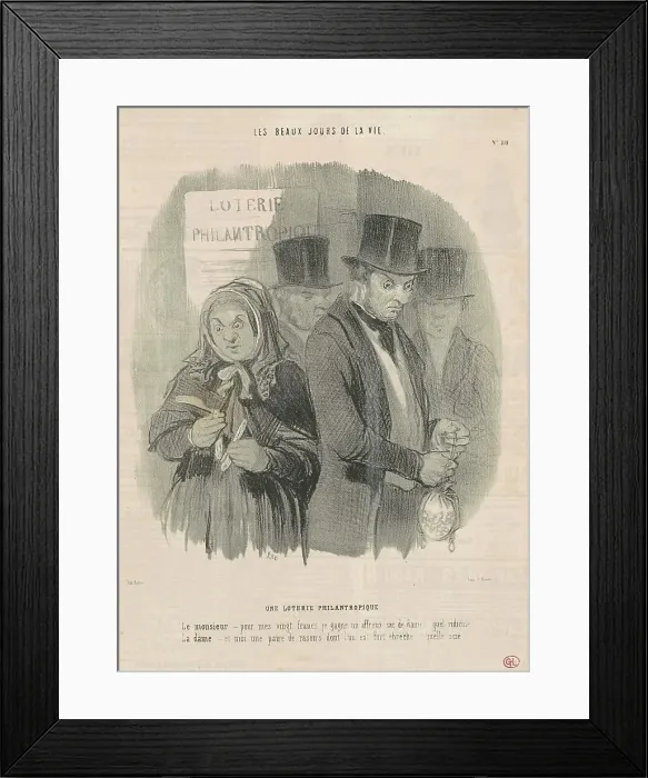 Framed Print : Une loterie philantropique, 19th century. Creator: Honore Daumier Framed Print : Une loterie philantropique, 19th century. Creator: Honore Daumier